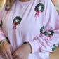 Winter Wreaths Curvy Cropped Sequin Sweatshirt