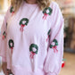 Winter Wreaths Curvy Cropped Sequin Sweatshirt
