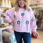 Winter Wreaths Curvy Cropped Sequin Sweatshirt