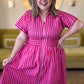 La Vida Loca Red & Pink Stripe Midi Dress