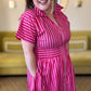 La Vida Loca Red & Pink Stripe Midi Dress