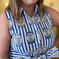 Wish You Were Here Curvy Striped Blue Midi Dress