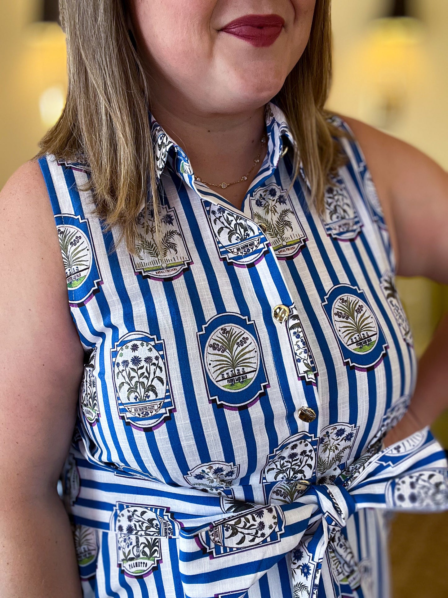 Wish You Were Here Curvy Striped Blue Midi Dress