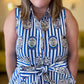 Wish You Were Here Curvy Striped Blue Midi Dress