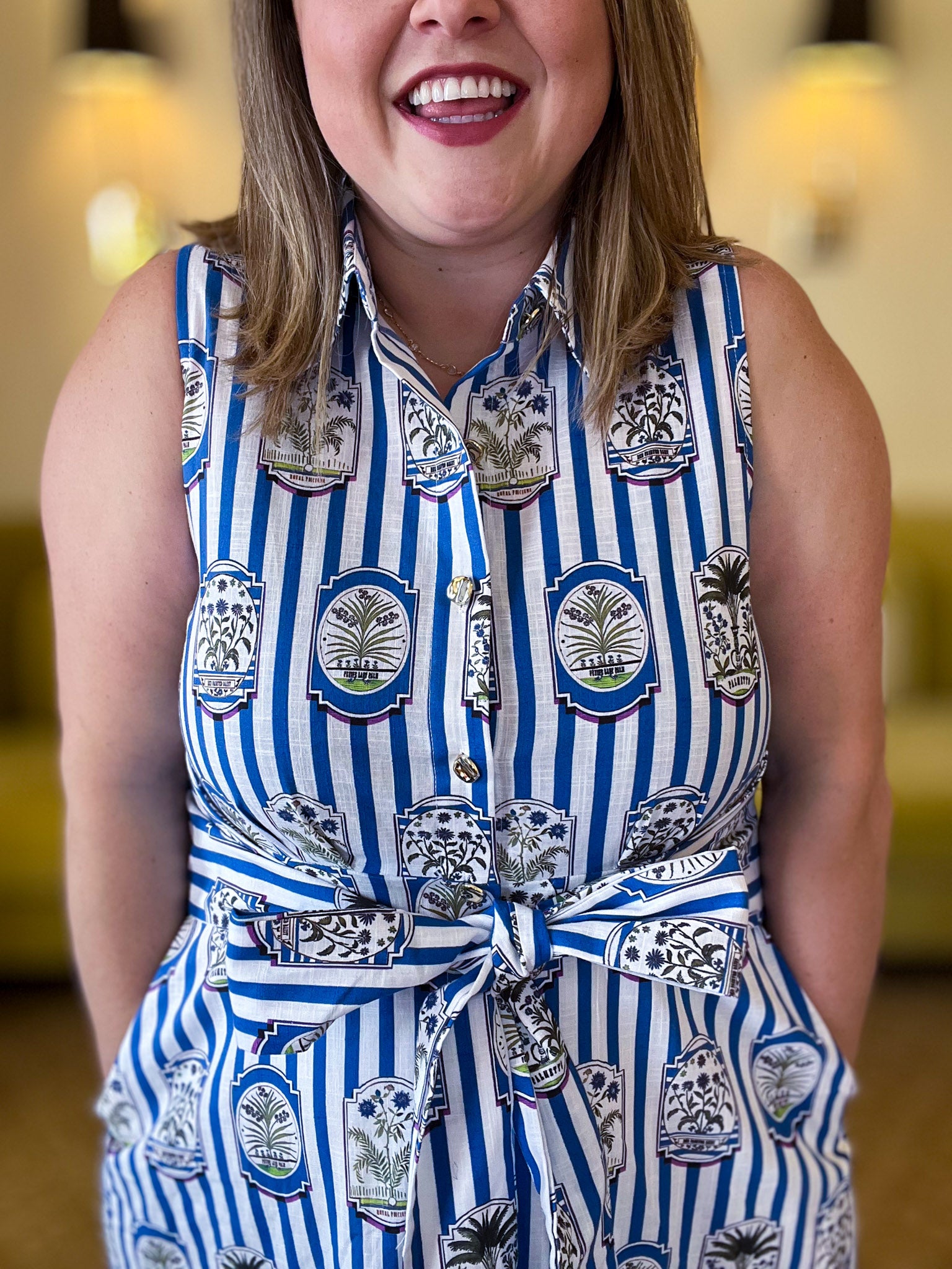Wish You Were Here Curvy Striped Blue Midi Dress 1X