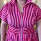 La Vida Loca Red & Pink Stripe Midi Dress