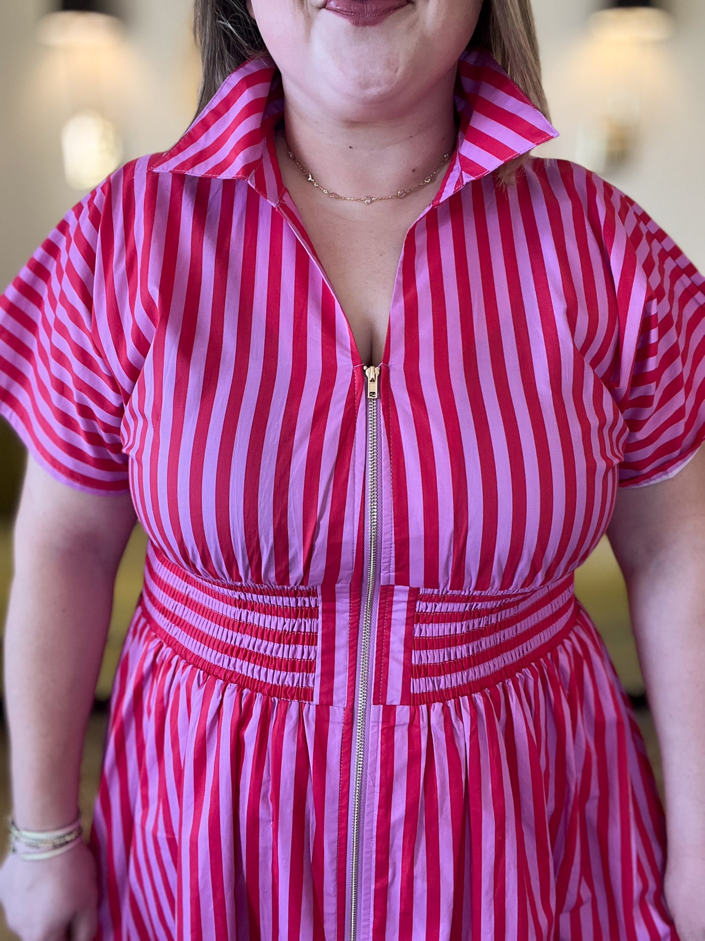 La Vida Loca Red & Pink Stripe Midi Dress