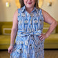 Wish You Were Here Curvy Striped Blue Midi Dress