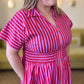 La Vida Loca Red & Pink Stripe Midi Dress