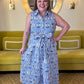 Wish You Were Here Curvy Striped Blue Midi Dress