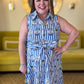 Wish You Were Here Curvy Striped Blue Midi Dress