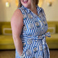 Wish You Were Here Curvy Striped Blue Midi Dress