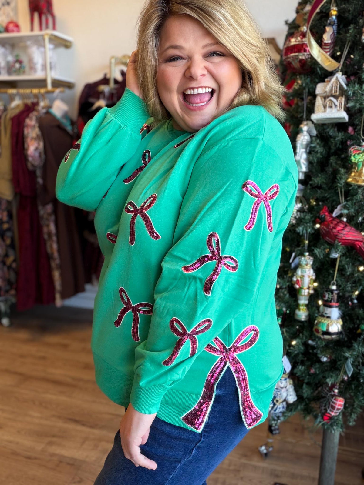 Wrapped in a Bow Curvy Sequin Sweatshirt
