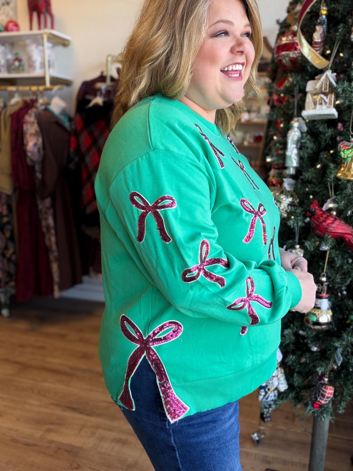 Wrapped in a Bow Curvy Sequin Sweatshirt