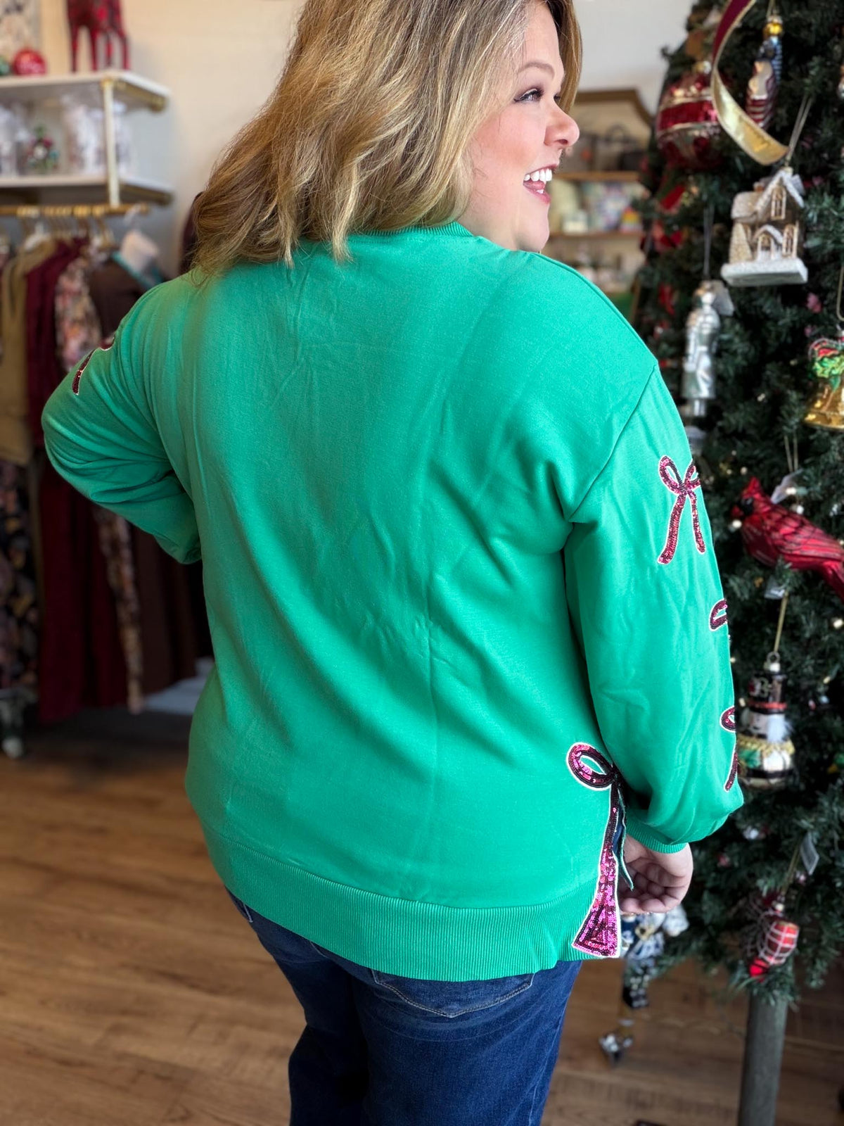 Wrapped in a Bow Curvy Sequin Sweatshirt