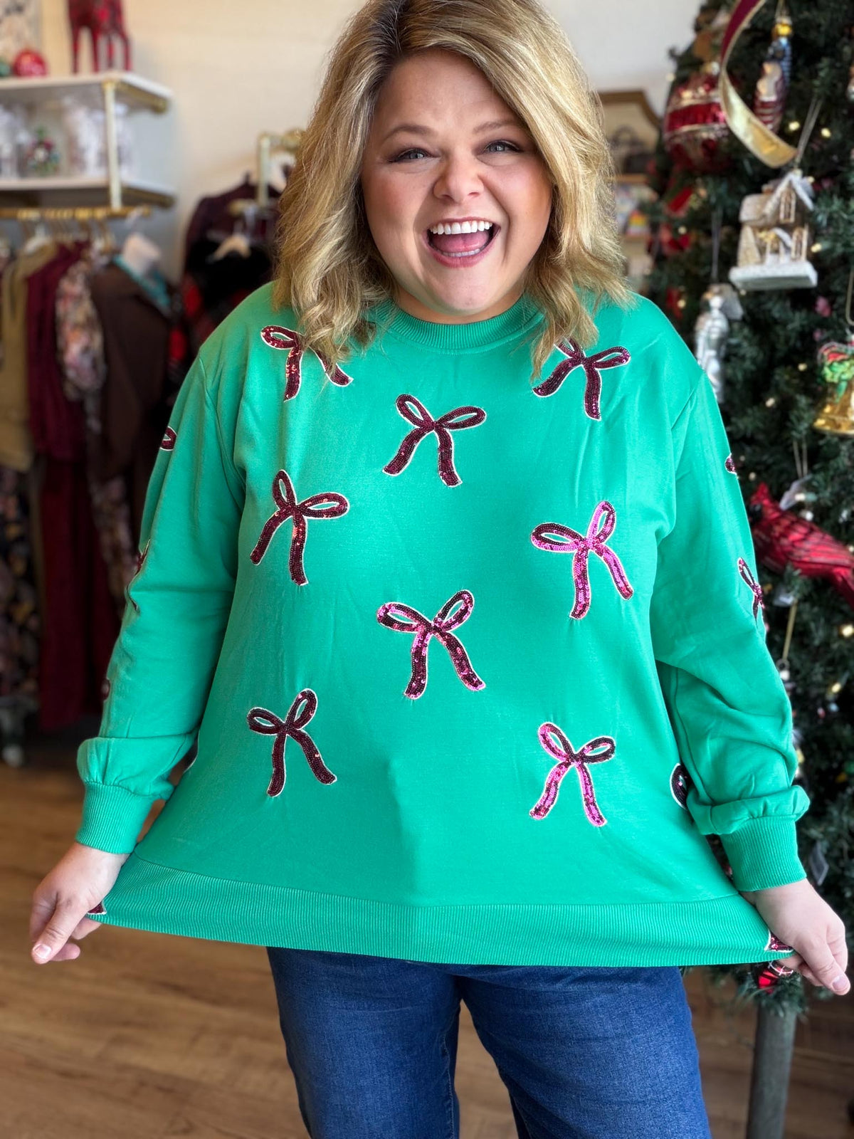 Wrapped in a Bow Curvy Sequin Sweatshirt