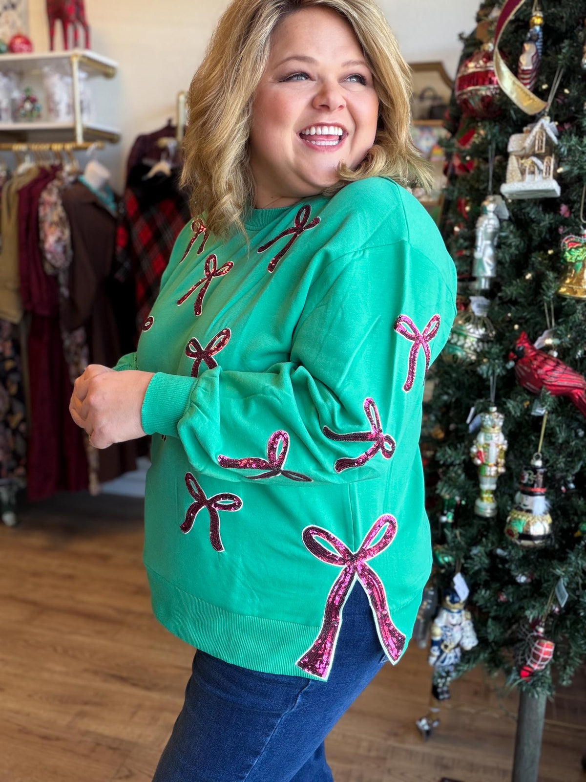 Wrapped in a Bow Curvy Sequin Sweatshirt