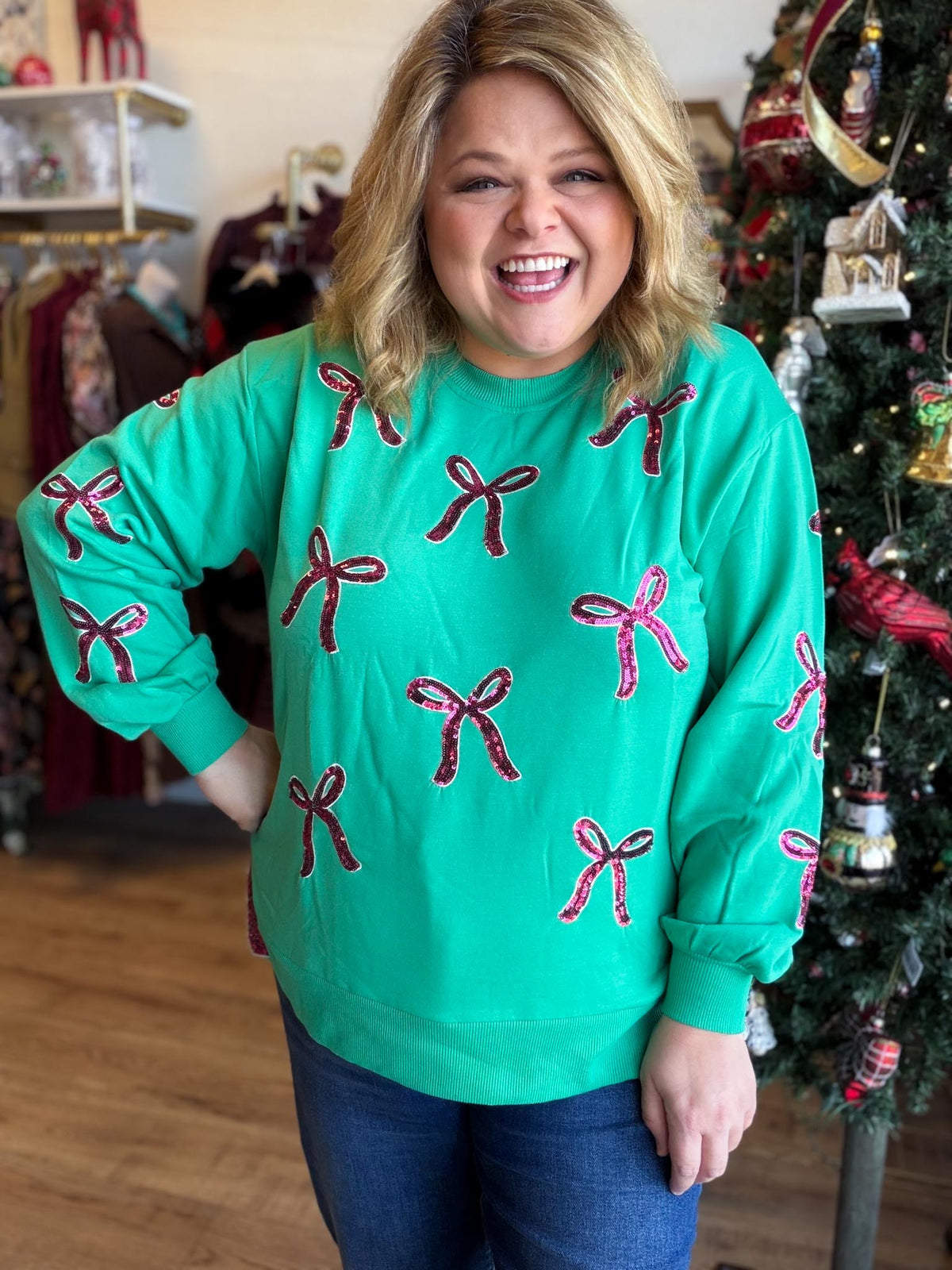 Wrapped in a Bow Curvy Sequin Sweatshirt