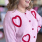 X's and O's Plus-Size Fuzzy Heart Cropped Cardigan