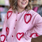 X's and O's Plus-Size Fuzzy Heart Cropped Cardigan