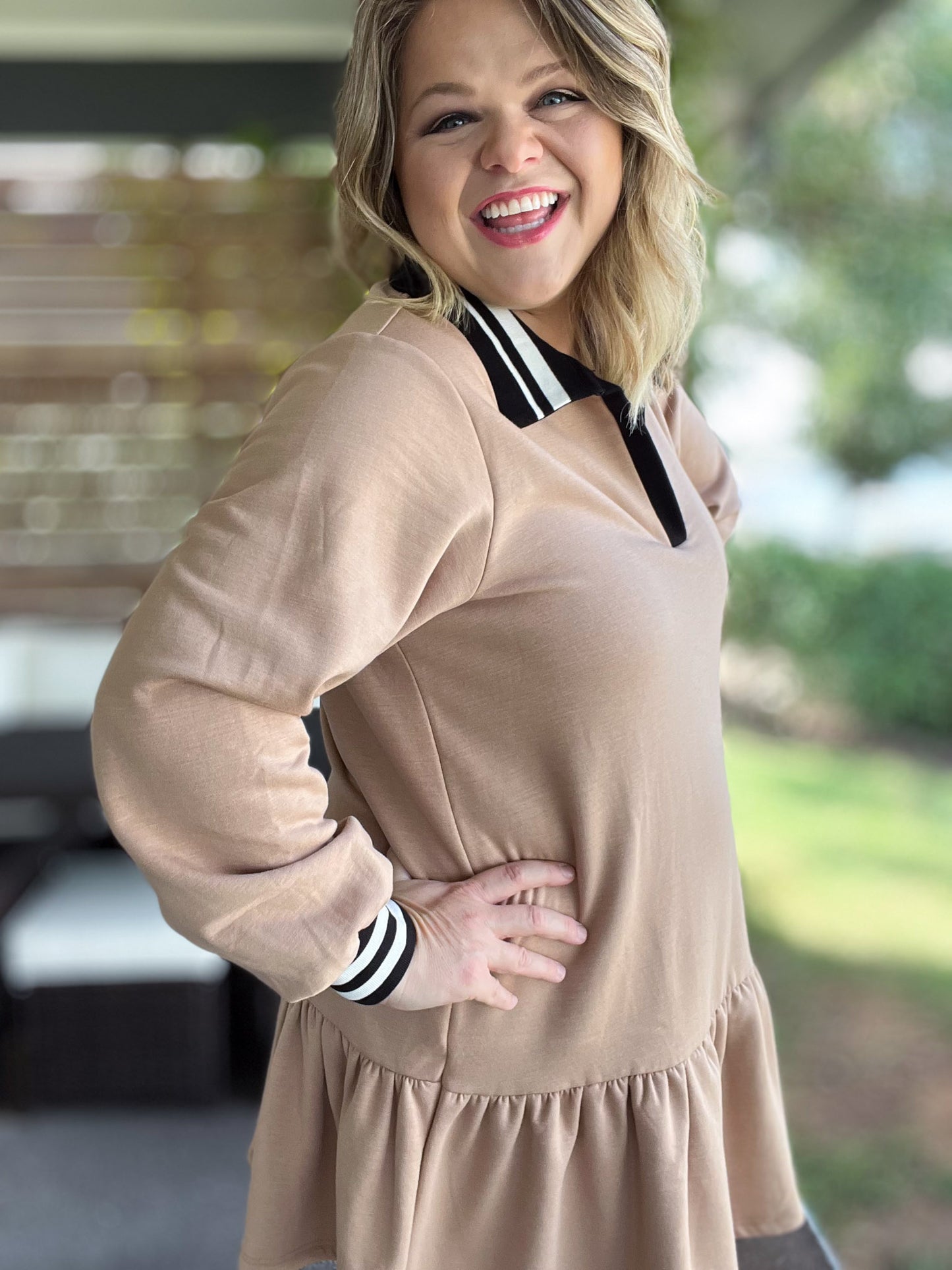 You Had Me at Machiatto Curvy Tan Dress