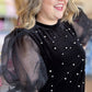 You're Still the One Plus-Size Velvet Organza Sleeve Pearl Top