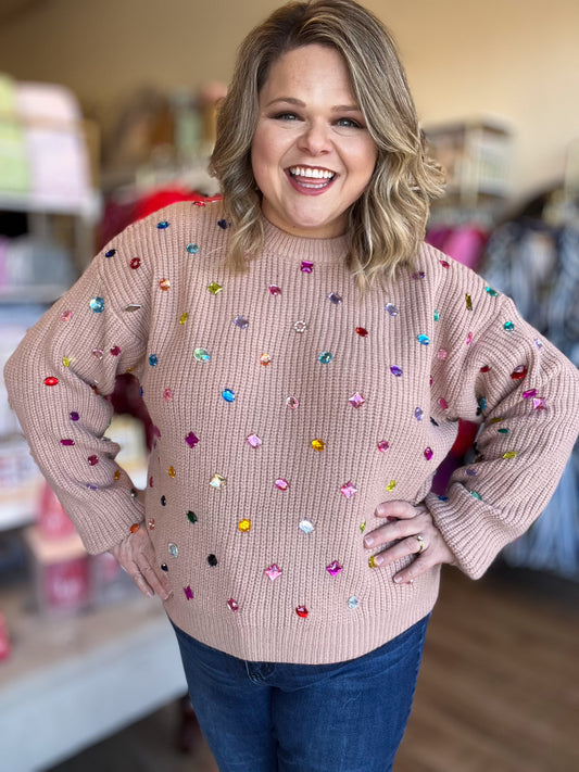 You're a Treasure Plus-Size Gemstone Sweater