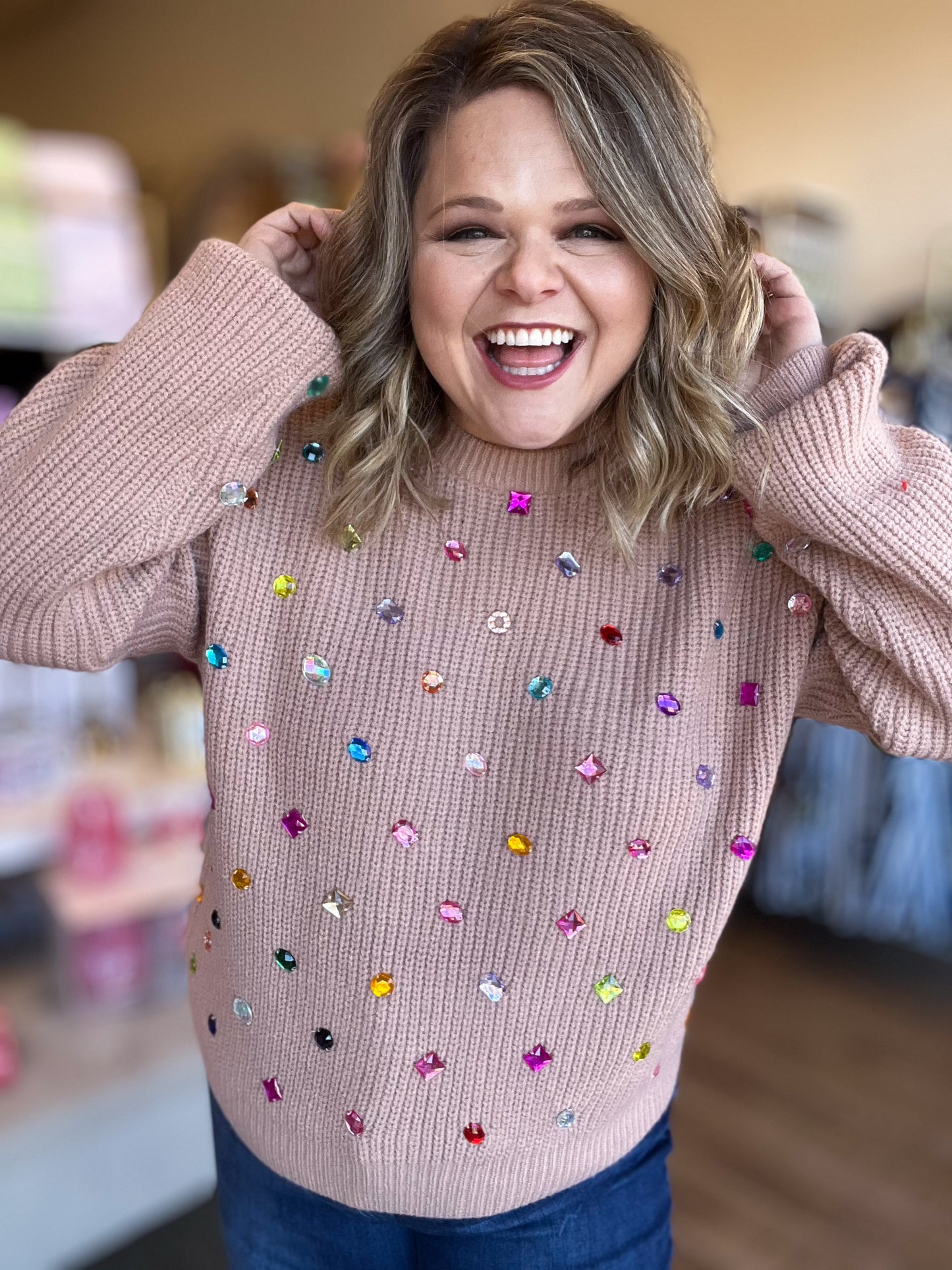 You're a Treasure Plus-Size Gemstone Sweater