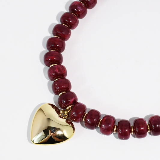 Beloved Burgundy Heart Necklace