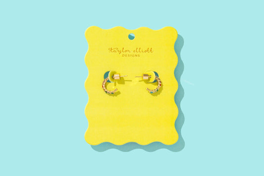 Colorful Gems Huggie Earrings
