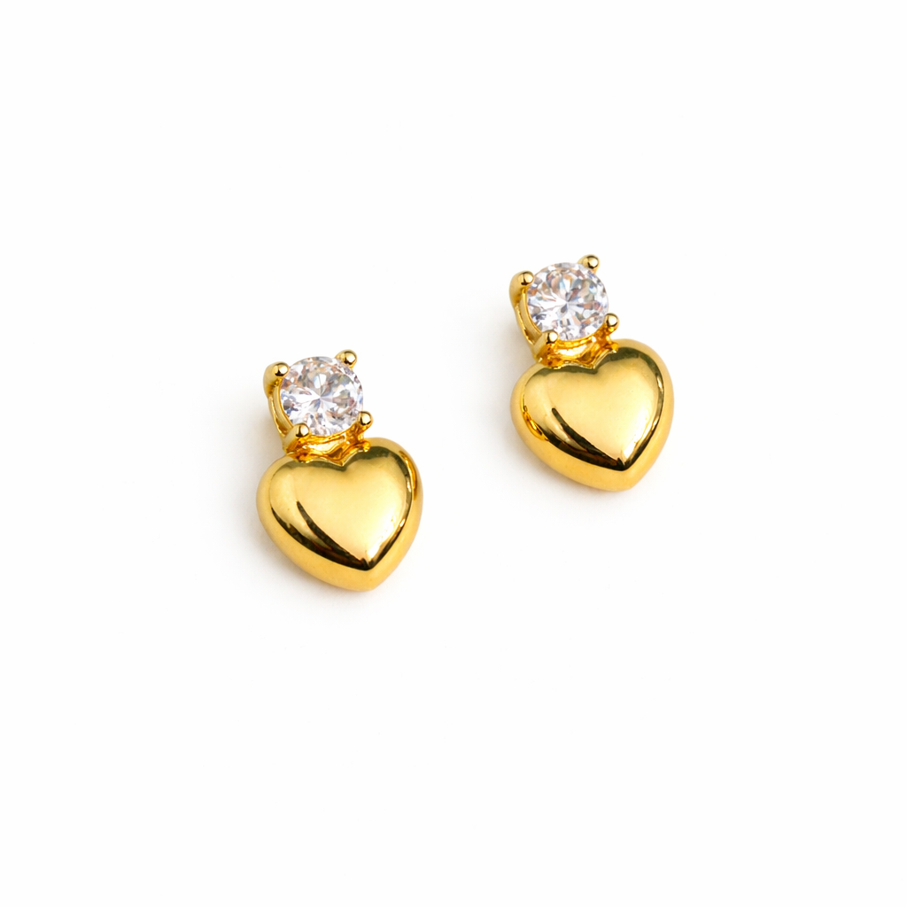 Sparkle Over Heart Stud Earrings