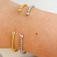 Slim and Cabled Open Gold Bangle Bracelet