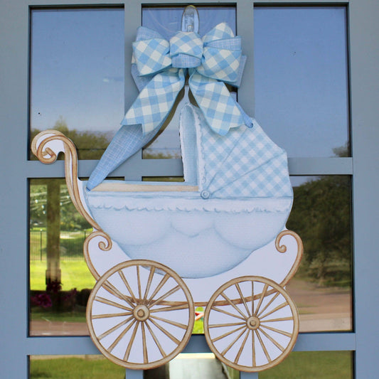 "Welcome Baby" Blue Carriage Door Hanger