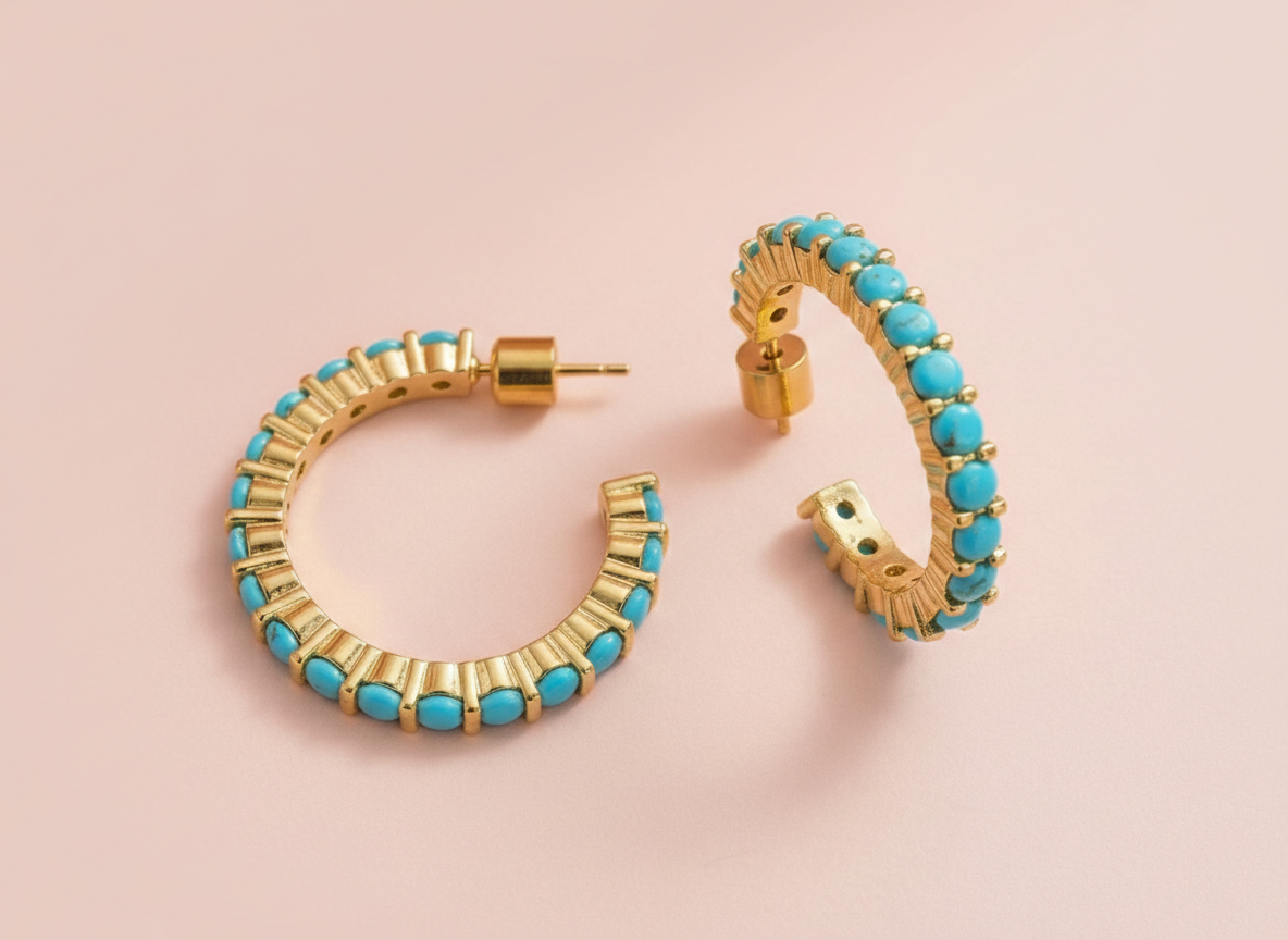 Large Turquoise Hoop Earrings
