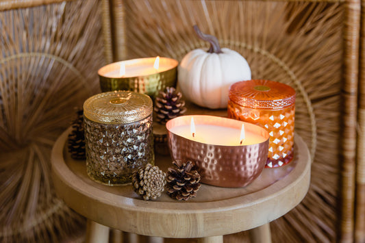 Pumpkin Chai Gold Hammered Candle