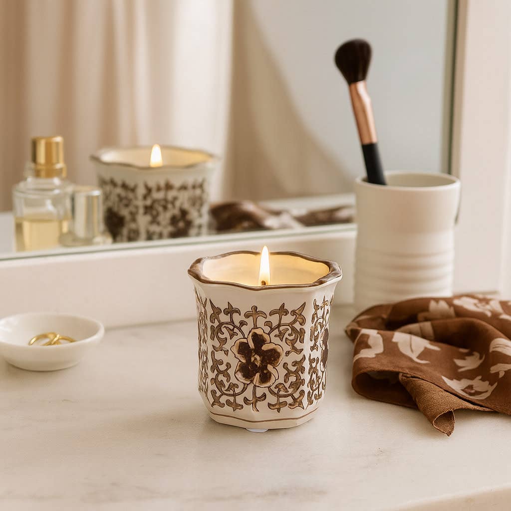 Plumeria Brown Chinoiserie Candle