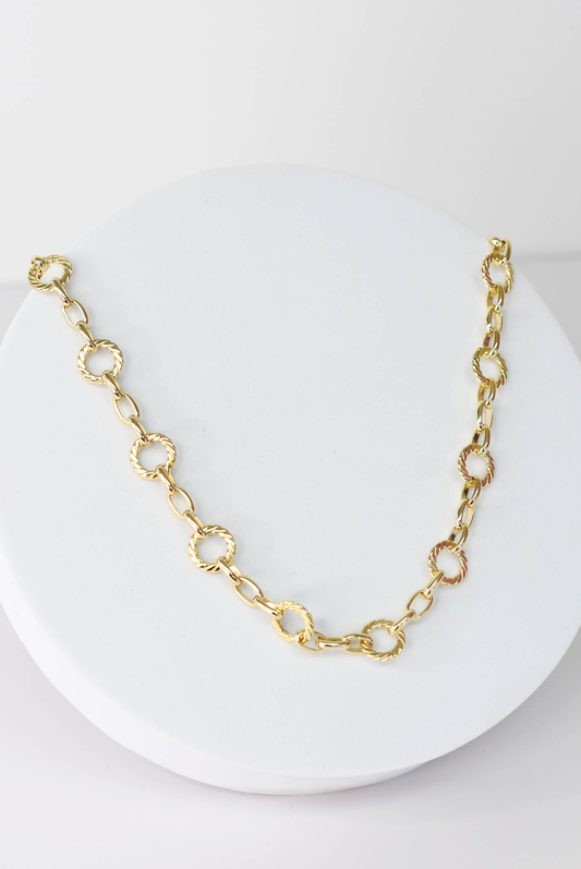 Gold Circle Chain Link Necklace