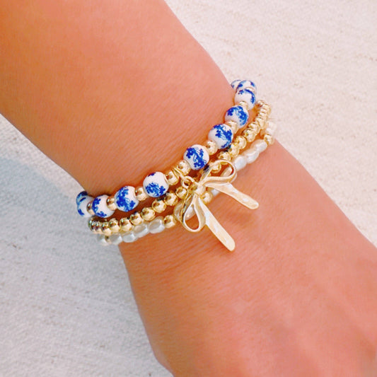 Floral Ceramic Beaded Bracelet Set