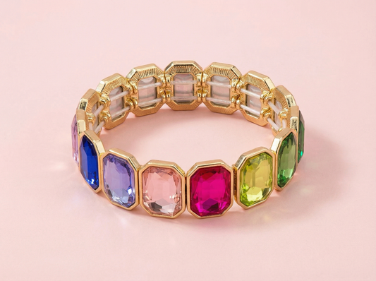 Glam Gal Enamel Rainbow Stretch Bracelet
