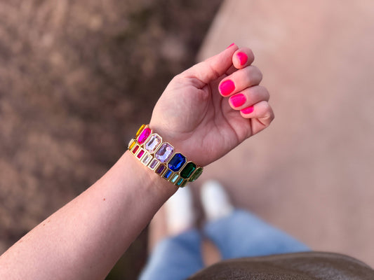 Glam Gal Enamel Rainbow Stretch Bracelet