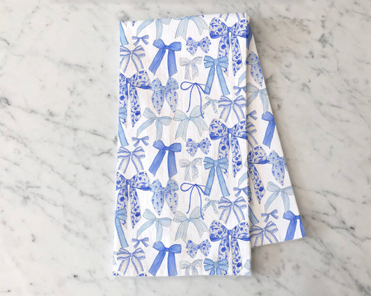 Blue Bow Tea Towel, Chinoiserie & Striped Kitchen Tea Towel