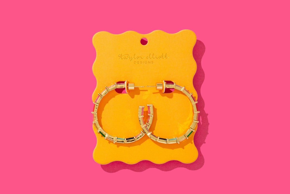 Colorful Gem Hoop Earrings