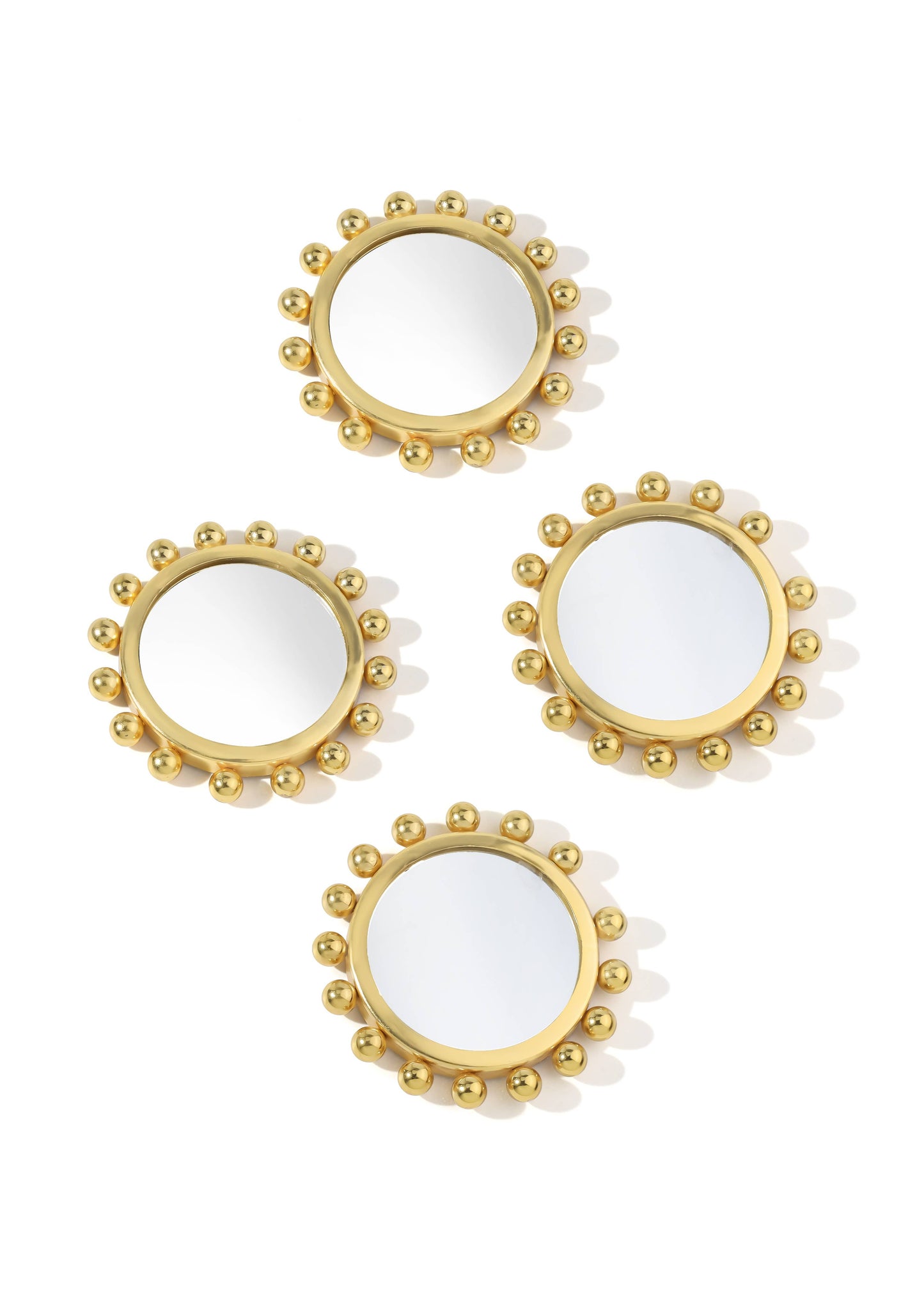Astra Beaded Gold Mirror Coasters