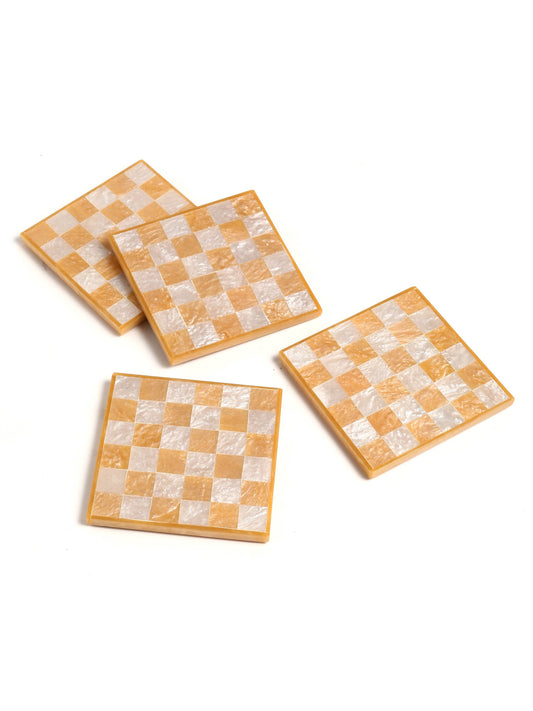 Golden Check Resin Coasters (Set of 4)
