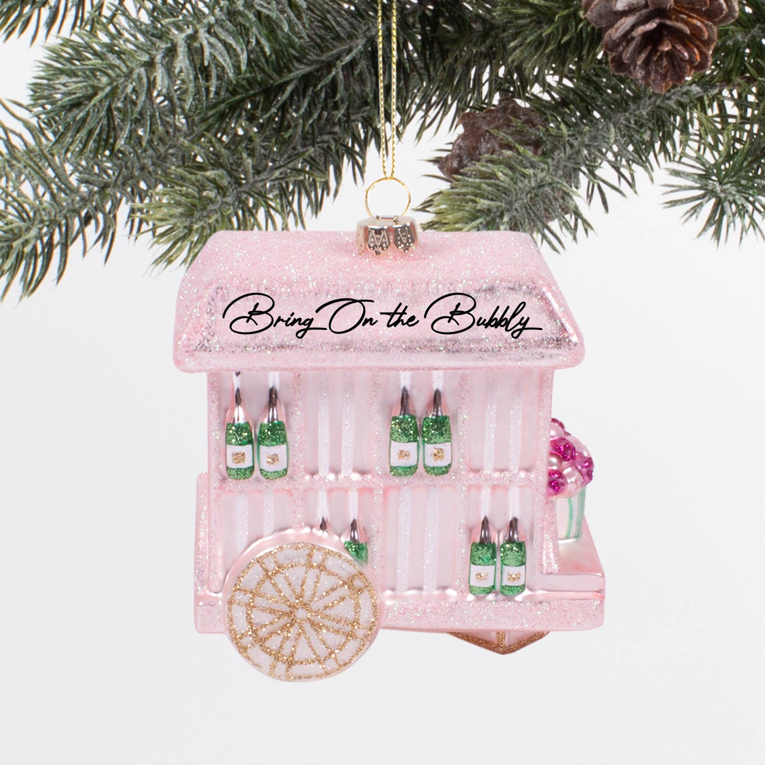Katherine Parker Designs Bubbly Cart Glass Ornament