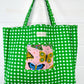 Pink Butterfly Print Large Quilted Tote Bag
