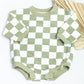 Olive Green Oversized Checkered Bubble Romper