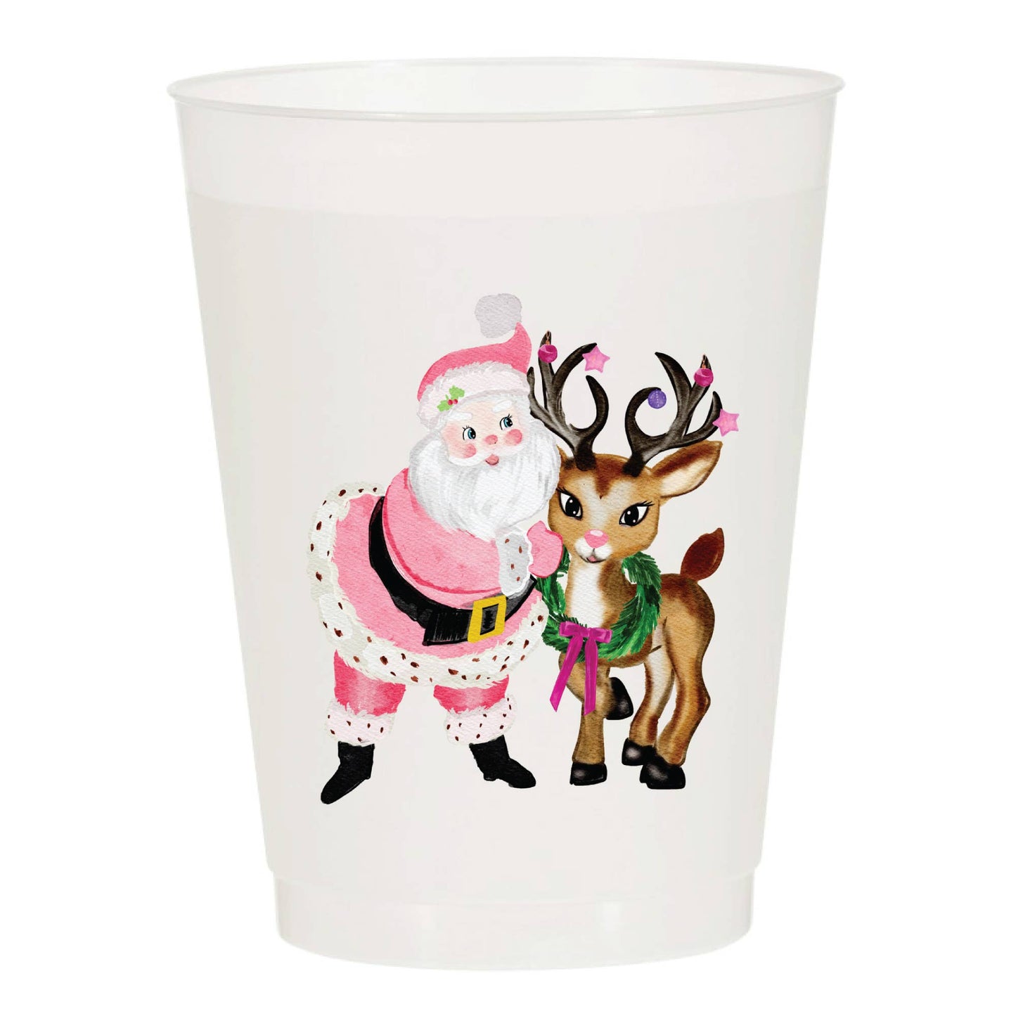 Santa & Reindeer Frosted Christmas Cups