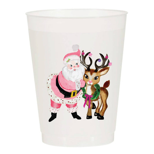 Santa & Reindeer Frosted Christmas Cups