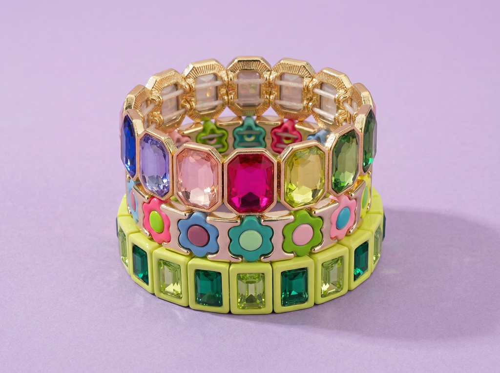 Glam Gal Enamel Rainbow Stretch Bracelet